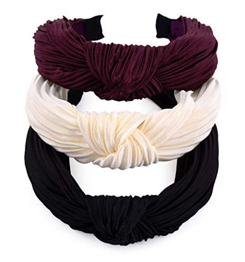 STHUAHE 3 Pack Fashion Headbands Bright Satin Ruffle Wide Hairband Knot Turban Headband Vintage Headwear Elastic Hair Hoops Hair Accessories by Beauty Hair for Women and Girls 3 Color STHUAHE 3 Pack Fashion Headbands Bright Satin Ruffle Wide Hairband Knot Turban Headband Vintage Headwear Elastic Hair Hoops Hair Accessories by Beauty Hair for Women and Girls 3 Color