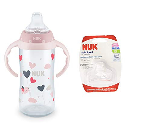NUK Large Learner Cup Girls 10 Ounce with NUK Replacement Silicone Spout Clear