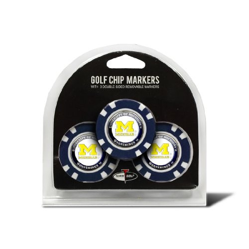 Set of 3 Michigan Wolverines Poker Chips with removable Golf Ball Markers