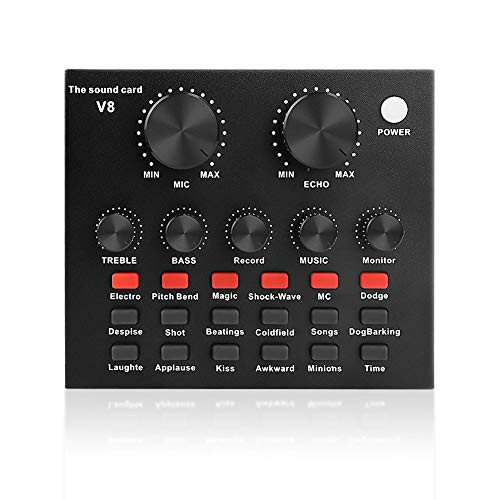 eBerry Live Sound Card Portable Mobile Audio Mixer Karaoke Sound Mixer Recording Sound Card for Live Broadcast K Songs Recording Voice Chatting  Black