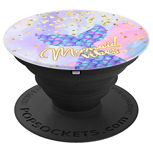 Mermaid Vibes Pink Purple Scale Mermaid Tail Cute Dots PopSockets Grip and Stand for Phones and Tablets