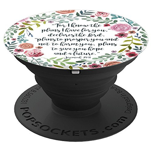 Jeremiah 29 11 Bible Verse Flower Christian Religious Quote PopSockets Grip and Stand for Phones and Tablets