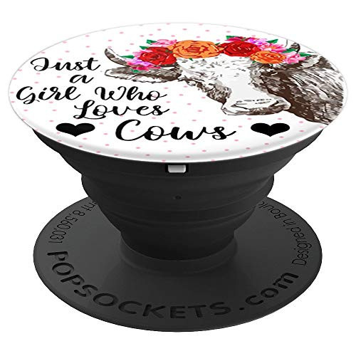 Farmer Gift Just A Girl Who loves Cows PopSockets Grip and Stand for Phones and Tablets