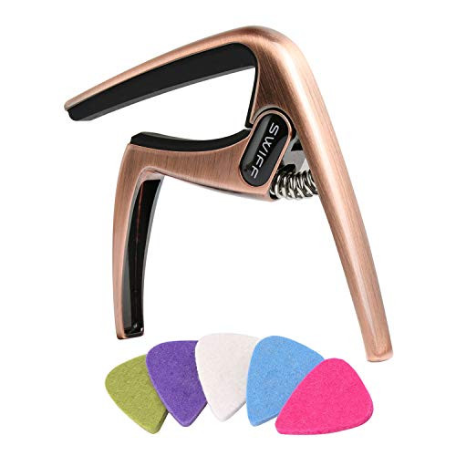 Ukulele Capo for Soprano Concert Tenor Baritone Ukulele with 5 felt picks  Bronze