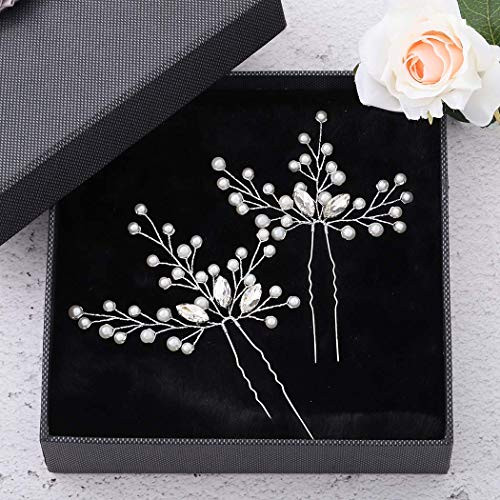 Asooll Wedding Crystal Hair Pins Bride Pearl Hair Piece Bridal Hair Accessories Jewelry for Women and Girls Silver Asooll Wedding Crystal Hair Pins Bride Pearl Hair Piece Bridal Hair Accessories Jewelry for Women and Girls Silver