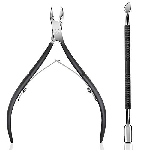 Cuticle Trimmer with Cuticle Pusher Dead Skin Remover Scissor Plier Durable Manicure Pedicure Tools Professional Cuticle Clipper Nipper Cutter Kit