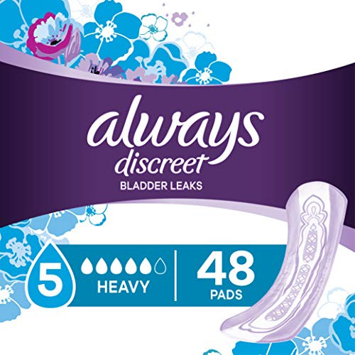 Always Discreet Incontinence Pads for Women Heavy Absorbency 48 Count Pack of 3 total 144 count Always Discreet Incontinence Pads for Women Heavy Absorbency 48 Count Pack of 3 total 144 count