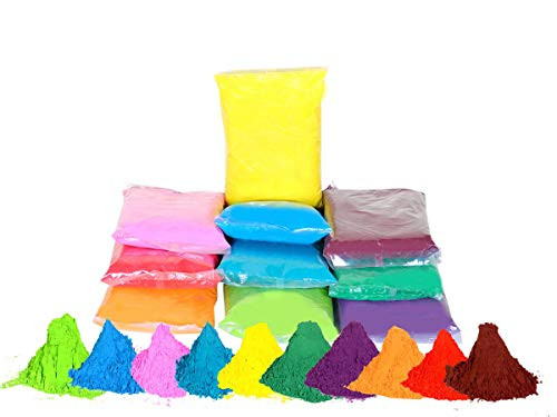 100 GMS X 10 Colors  Green Blue Pink Purple Bright Green True Blue red Orange Yellow  Premium Quality Holi Color Powder for Color Fights Birthday Party Gender Reveal by CraZeeColors