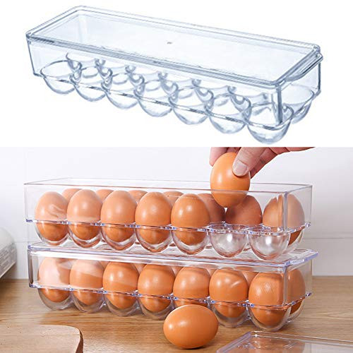 wistaria251 Egg Storage Box Single Layer Compartment Grid Deviled Egg Tray Egg Holder Egg Dispenser Stackable Plastic Egg Containers for Refrigerator