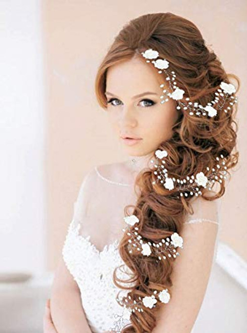 Yean Bride Flower Wedding Hair Vine Floral Bridal Headband Pearl Hair Accessories for Women and Girls Silver Yean Bride Flower Wedding Hair Vine Floral Bridal Headband Pearl Hair Accessories for Women and Girls Silver