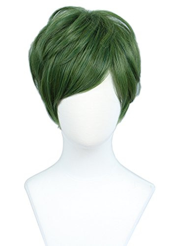 Linfairy Short Straight Cosplay Wig Halloween Costume Wig  green