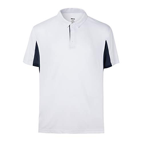 Corna White Big and Tall Quick Dry Fit Sports Athletic Performance Golf Polo T Shirts for Men Regular Fit White 5XL