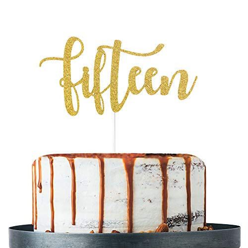 Gold Glitter Fifteen Cake Topper Happy 15th Birthday Cake Decor Fifteen Years Old Party Decorations 15th Anniversary Party Decoration Gold Glitter Fifteen Cake Topper Happy 15th Birthday Cake Decor Fifteen Years Old Party Decorations 15th Anniversary Party Decoration