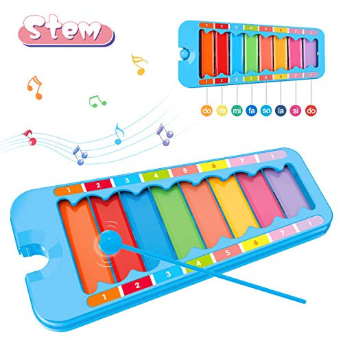 BAOLI Xylophone Preschool Learning Musical Toys for Kids Xylophone Music Instrument with 8 Metal Tone Keys for Toddlers Christmas Birthday Gifts for Children  Blue