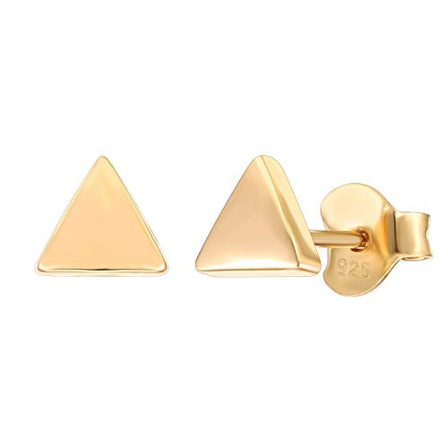 PAVOI 14K Gold Plated 925 Sterling Silver Earrings   Tiny Triangle Stud Earrings   Yellow Gold Stud Earrings for Women