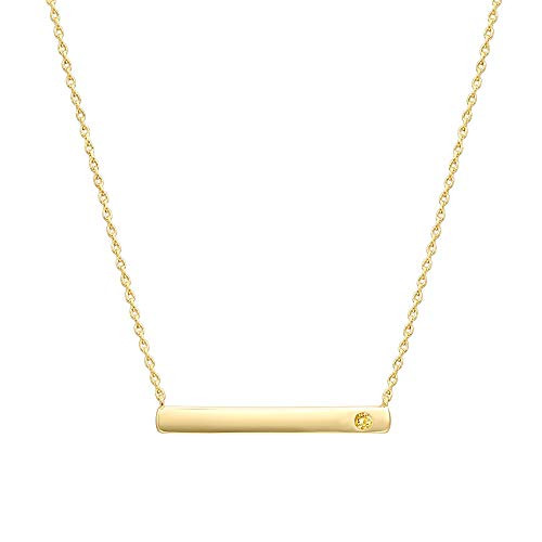 PAVOI 14K Gold Plated Swarovski Crystal Birthstone Bar Necklace   Dainty Necklace   Gold Necklaces for Women   November