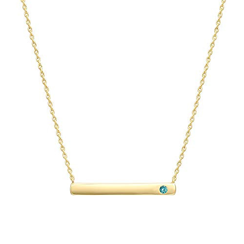 PAVOI 14K Gold Plated Swarovski Crystal Birthstone Bar Necklace   Dainty Necklace   Gold Necklaces for Women   May