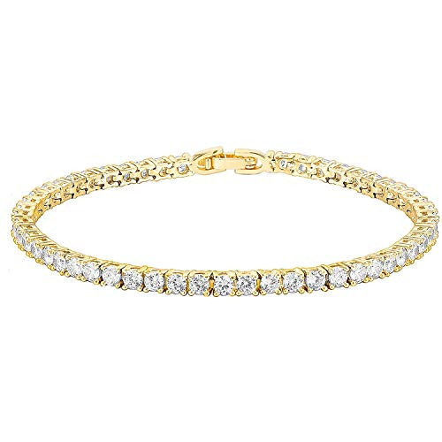 PAVOI 14K Gold Plated Cubic Zirconia Classic Tennis Bracelet Yellow Gold Bracelets for Women 65 Inches PAVOI 14K Gold Plated Cubic Zirconia Classic Tennis Bracelet Yellow Gold Bracelets for Women 65 Inches