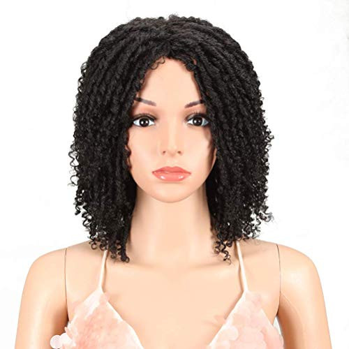 Short Dreadlock Wig Black Short Curly Braided Twist Dreadlock Wigs Heat Resistant Synthetic Daily Party Replacement Wig for Women  1B?