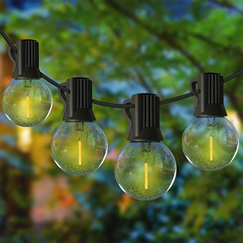LED Outdoor String Lights 25Ft G40 Patio Lights with 27 LED Vintage Edison Bulbs 2 Spare  UL listed Commercial Hanging Lights Weatherproof Porch Lights for Garden Backyard Bistro Pergola Tent Gazebo
