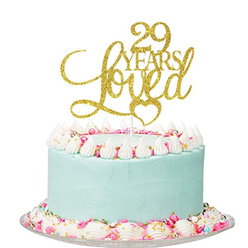 Gold Glitter 29 years loved Cake Topper   Happy 29th Birthday Anniversary Cake Topper 29th Birthday Anniversary Cake Decorations