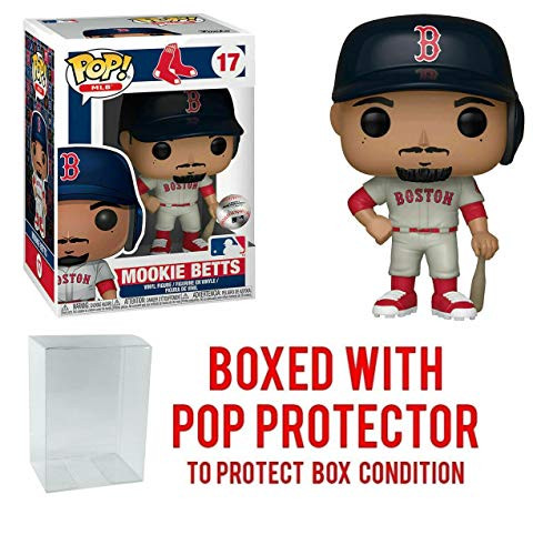 POP  Sports MLB s Boston Red Sox Mookie Betts Grey Road Jersey  17 Action Figure  Bundled with Pop Box Protector to Protect Display Box