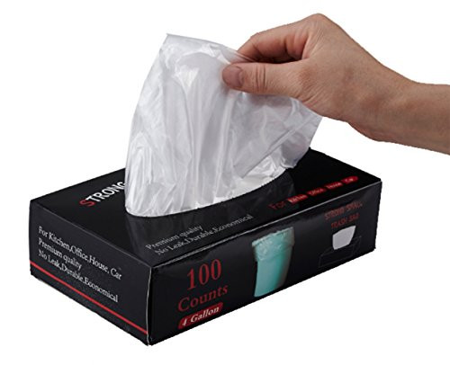 Feiupe 4 Gallon Extra Strong Clear Small Trash Bag Garbage Bag Trash Can Liner,100 Counts (4 Gallon)