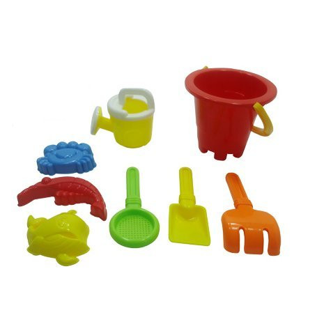 Summer Fun 6 Piece Children s Kid s Mini Toy Beach Sandbox Tool Play set Comes with Watering Bucket Hand Tools Sand Molds  Colors May Vary  by YMCtoys