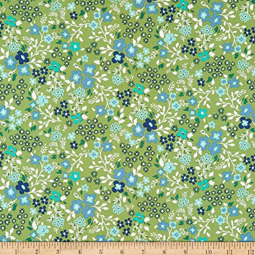 Windham Fabrics Backyard Blooms Mixed Blooms Lime Fabric by the Yard