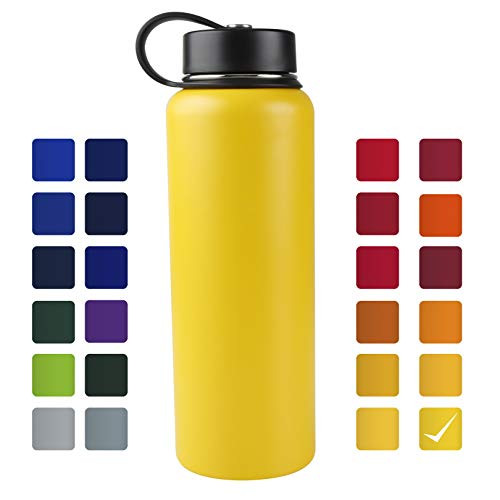 Tahoe Trails 40 oz Double Wall Vacuum Insulated Stainless Steel Water Bottle Yellow