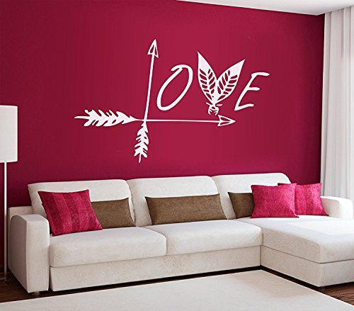 Wall Decal Decor Arrow and Feather Love Wall Decal Bedroom Wall Decal Bohemian Wall Art Boho Arrow Decal Boho Feather Arrow Vinyl Sticker(White, 15"h x22"w) Wall Decal Decor Arrow and Feather Love Wall Decal Bedroom Wall Decal Bohemian Wall Art Boho Arrow Decal Boho Feather Arrow Vinyl Sticker(White, 15"h x22"w)