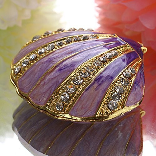 YUFENG Trinket Box Hinged Jewelry Bejeweled Trinket Boxes Ring Holder Figurine Collectible (purple shell)