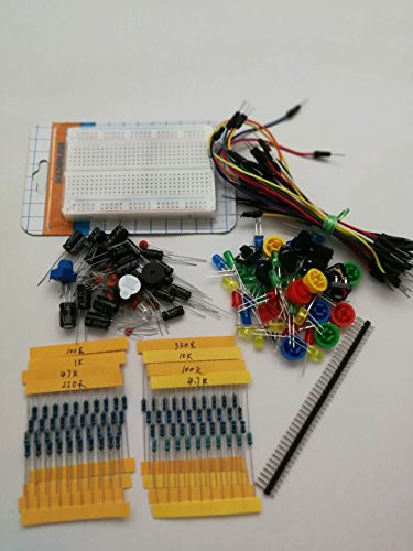 ZYAMY 235pcs Electronics Fans Package Starter Kit Electric Components Element Parts DIY Kit Breadboard Resistor Capacitor LED Potentiometer Pin Header Jumper Buzzer