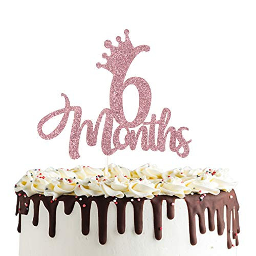 6 Months 1 2 birthday Cake Topper Double Sided Rose Gold Glitter Half Birthday Baby Shower First Birthday Party Decorations