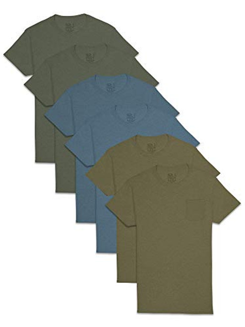 Fruit of the Loom Men s Pocket T Shirt Multipack 6 Pack   Assorted Earth Tones Large