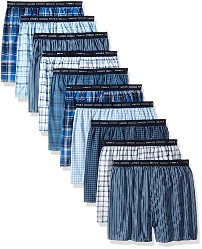 Hanes Men s 10 Pack Tartan Boxer with Exposed Waistband Assorted X Large