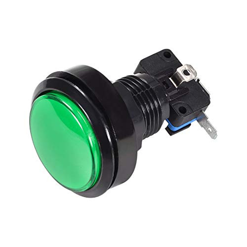 uxcell Game Push Button 46mm Round 12V LED Illuminated Push Button Switch with Micro Switch for Arcade Video Games Green 1pcs