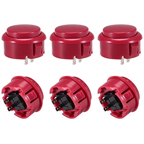 uxcell 30mm Mounting Hole Momentary Game Push Button Switch for Arcade Video Games Red 6pcs