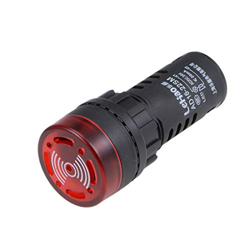 uxcell Red Indicator Light with Buzzer AC DC 24V 22mm Panel Mount Flashing Alarm for Electrical Control Panel HVAC DIY Projects