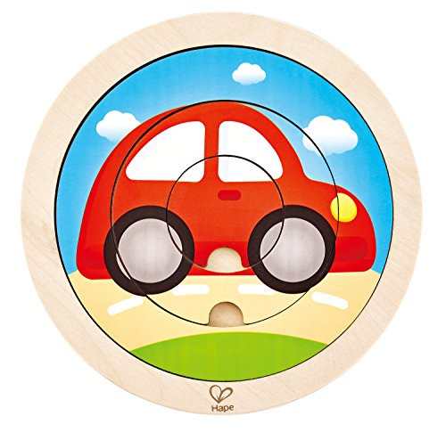 Hape 2-in-1 Spinning Transport Puzzle Game, Multicolor, 5'' x 2''
