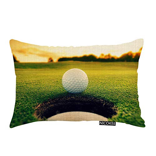 Nicokee Throw Pillow Cover Cool Golf Ball Hole Sport Decorative Pillow Case Home Decor 20x12 Inches Pillowcase