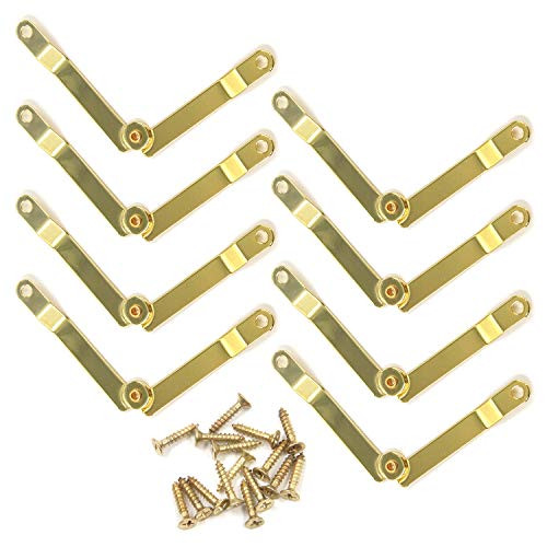 Tulead Golden Box Support Braces Lid Support Hinges Folding Support Bracket Iron Lid Stay 244 x035 8pcs with Mounting Screws