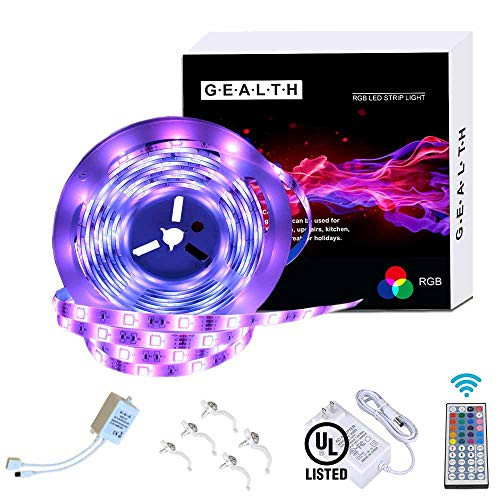GEALTH LED Strip Lights Waterproof 164ft Color Changing Light Strip 5050 SMD RGB LED Flexible Strip Lights Decoration Lighting 44 Keys IR Remote Controller UL Power Adapter GEALTH LED Strip Lights Waterproof 164ft Color Changing Light Strip 5050 SMD RGB LED Flexible Strip Lights Decoration Lighting 44 Keys IR Remote Controller UL Power Adapter