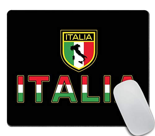 Amcove Italy Flag and Italia Letter On The Black Background Mouse pad 95 X 79 Inch  240mmX200mmX3mm