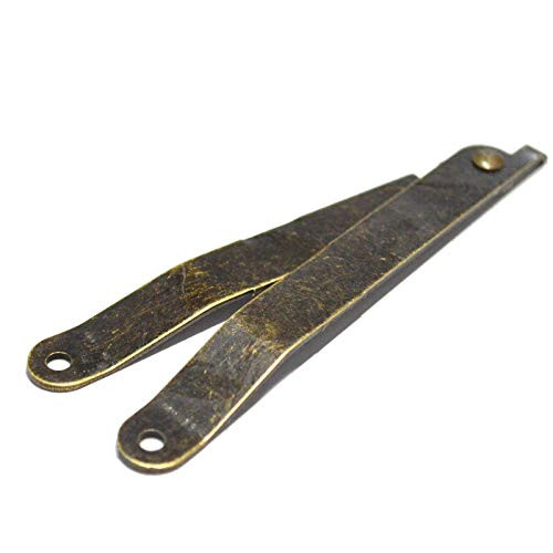 10 Pcs Bronze Lid Folding Support Hinges Brass Lift Up Stay Hinge Lid Display Bracket for Furniture Wooden Boxes Jewelry Case Chest Cabinet Cupboard Large Size  Fold Length 4  Width 3 8
