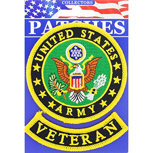 United States Army Seal Veteran Embroidered Patch with Iron On Adhesive  Two Pieces