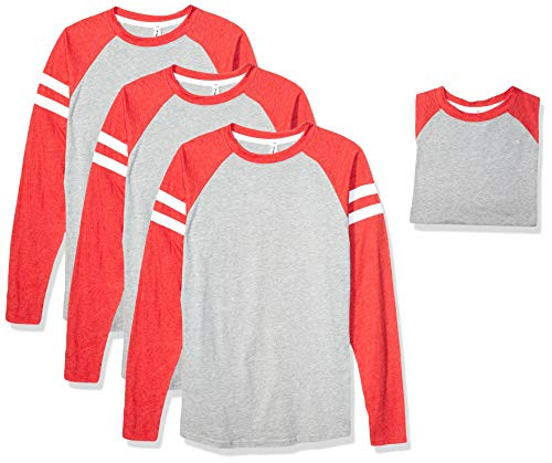 AquaGuard Men s Gameday Mash Up Long Sleeve Fine Jersey T Shirt 3 Pack VN Heather VN RED W Small