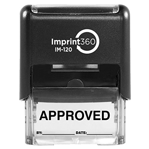 Supply360 AS IMP1102K   Approved Stamp with by    Date  Black Ink Heavy Duty Commerical Self Inking Rubber Stamp 9 16  x 1 1 2  Impression