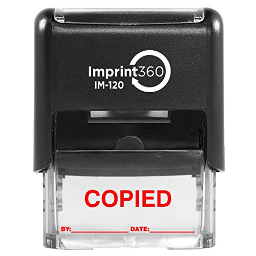 Supply360 AS IMP1103R   COPIED Stamp with by    Date  Red Ink Heavy Duty Commerical Self Inking Rubber Stamp 9 16  x 1 1 2  Impression
