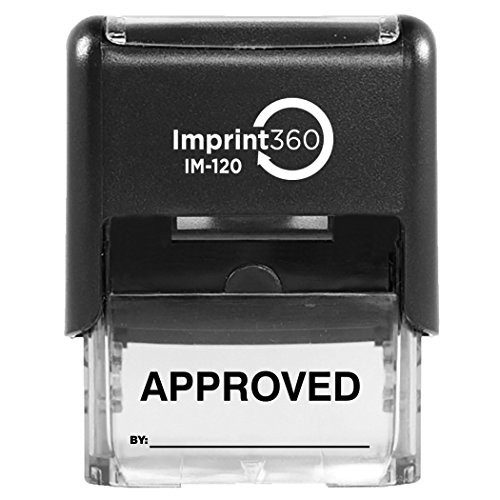 Supply360 AS IMP1114K   Approved Stamp with by  Line Black Ink Heavy Duty Commerical Self Inking Rubber Stamp 9 16  x 1 1 2  Impression